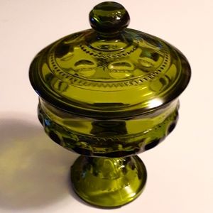 Vintage Beautiful Green Depression Glass Candy Dish